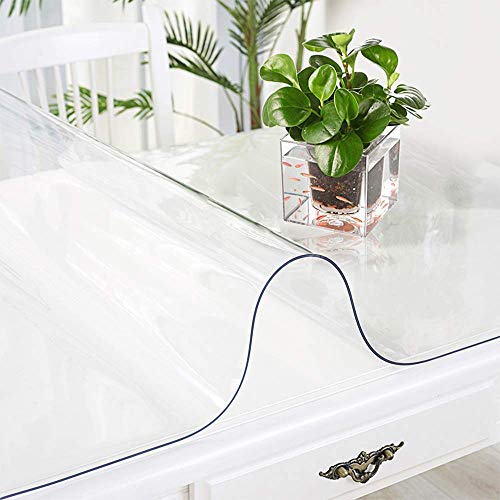 Clear Dining Room Table Protector Wood Wooden Furniture Desk Top Protective Mat Plastic Tablecloth Wipeable Vinyl PVC Waterproof Rectangle Coffee End Side Office Desk Table Pads Non Slip 38 X 72 Inch - color: Upgraded Clear 1.5mm, size: 38" x 72"(Rectangu