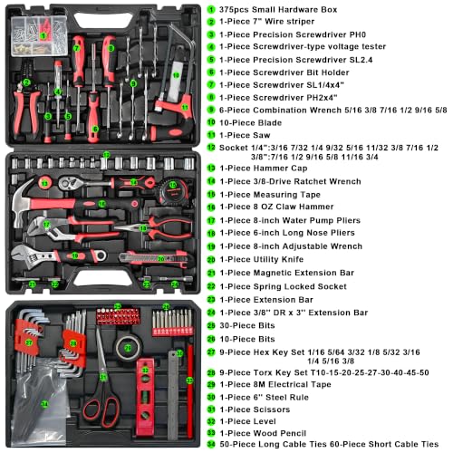 578 Pcs Hand Tool Set for Home Repair, Tool Kit & Tool box Storage Case with Drawer,Household Tool Kit, Auto Tool Set,Perfect for Homeowner & Renters,DIYers & Maintenance Workers