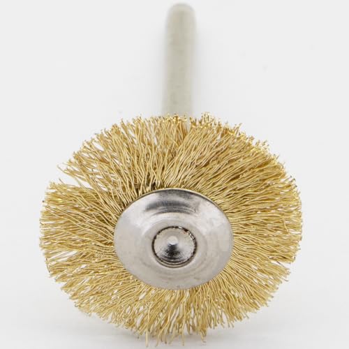 20PCS T-Shaped Brass Wire Brushes - Metal Rust Removal, Cleaning, and Polishing - 22mm Diameter, 1/8″ (3mm) Shaft - Removes Burrs and Oxide Layer - Handles Rough Surfaces - Rotary Tool Accessories - style: Brass Wire Brush T-shaped 3*22mm 20PCS