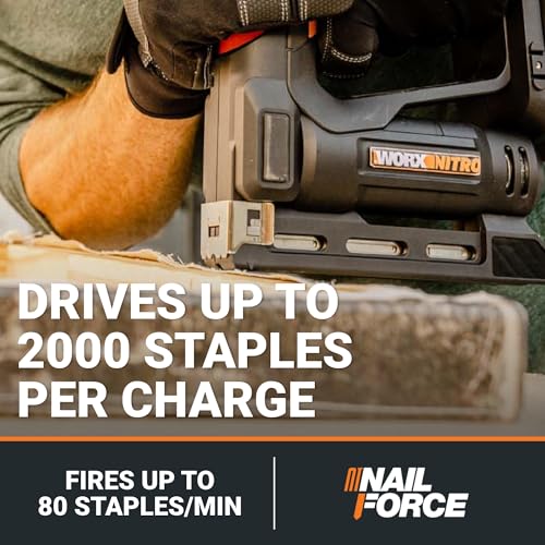 WORX Cordless Crown Stapler, 20V 3/8-Inch 2-in-1 Nail Gun, WX843L - style: 3/8“ Crown Stapler Kit (Battery & Charger included)