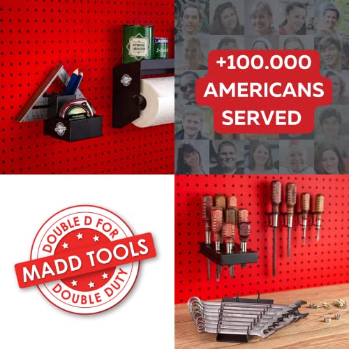 Heavy Duty Pegboard Drill Holder, 3 Drill Storage Rack with Hooks & Pegs