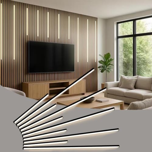Besseto LED Wall Panel Lights Black,Wood Slat Wall Panel Strip Light,3000K Touchable Switch Dimmable LED Recessed Lighting for Living Room Bedroom Bathroom Stairs (Black-10PCS) - size: Black-10PCS