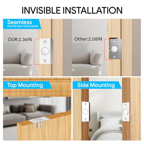 Mousike Door Ball Catch Hardware, Adjustable Hidden Magnetic Ball Catch, Stainless Steel Strike Plate with Strong Suction, Closet Ball Latch Replacement for Top of Door (2 Pack, Silver) - color: Silver, size: 2 Pcak - Magnetic