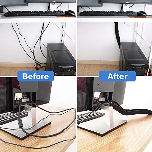 JOTO 4 Pack Cable Management Sleeve 19-20 Inches -Black - color: Black, size: 4 Pack, 20 Inches