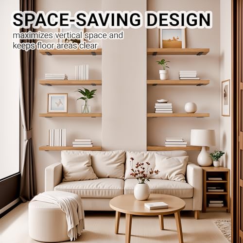 SKYSEN 12 Pack 6" Floating Shelf Bracket, Shelves Brackets, Wood Shelving Brackets Hardware - Heavy Duty - 4/6/8/10/12 inch - Real Hidden Bracket Design（tzj6-12） - size: 6 Inch