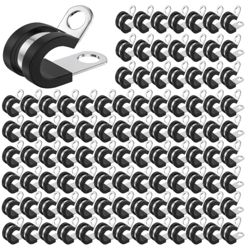 Ymkf Sqqr 1/2 Inch Cable Clamps, 100 Pack 304 Stainless Steel P Clamps - size: 13mm / approximately 1/2 inch
