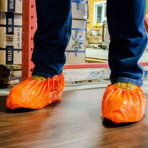 ShuBee Waterproof Shoe & Boot Covers Slip-Resistant Disposable for Plumbing Construction Floor Protection - 40 Pair - color: Orange