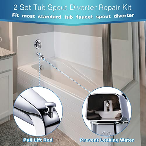 Enhon 2 Set Tub Spout Diverter Repair Kit (Chrome, Classic) | Includes 2 x Diverter Valve Stems, 2 x Cup Seals and 2 x Gates, Bathroom Shower Bathtub Leaky Faucet Repair Replacement Parts - color: Chrome
