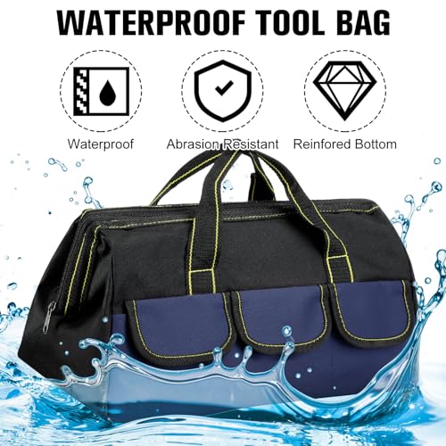 Sanwuta 3 Pack 16 Inch Tool Bags, Classic, Black Red, Blue, Yellow - color: Black Red, Blue, Yellow, size: 16 Inch, style: Classic