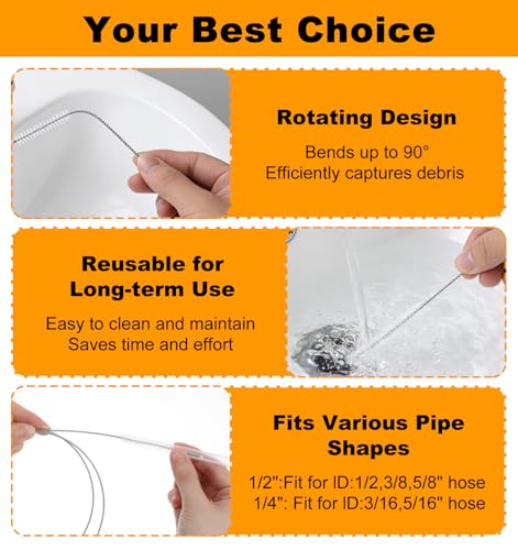 4 Pcs 39.4 Inches Long Straw Cleaner Brush, Drain Brush Pipe Cleaning