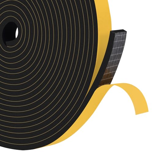 Thin Foam Seal Strip for Window & Small Gaps, Block Draft, 1/2x1/8in - color: Black, size: 1/2 In x 1/8 In x 16.5Ft