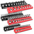GUTIMORE Magnetic Socket Organizer Set, 6PCS Socket Holder,1/4", 3/8", 1/2" Metric & SAE Magnetic Socket Tools Trays,Holds 143pcs Sockets For Tool Box Drawer (Socket not Included)
