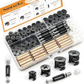 120PCS Cam Locks for Furniture3-in-1 Eccentric Hardware Wheels,Furniture Fasteners&Connectors with Multi-Size Nuts,Bolts and Wood Dowel Pins,Kit for Furniture Assembly/Repair(Black) - size: 120PCS-Black