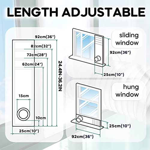 LOVIGA Portable AC Window Vent Kit, 100% Sealing Window Seal Kit - color: Sliding/Hung Window-10"x36" (25x92cm)