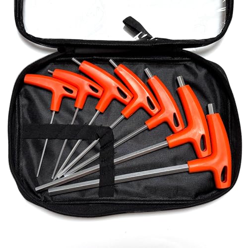 Hex Key Set T-Handle Long, 7-Piece Metric(2.5mm-10mm) Allen Wrench Set with Storage bag, CR-V Steel Hexagonal Tool Kit- Maintenance and Repair Tools, Orange