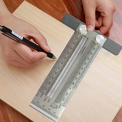 Woodworking Marking T Rulers Ultra Precision,Layout Work Scribe Line Ruler with Holes,Scribing Square Ruler Gauge Measuring Tool Draft Marking Tools Carpenter Measuring Ruler with Stop (200mm) - style: 200mm