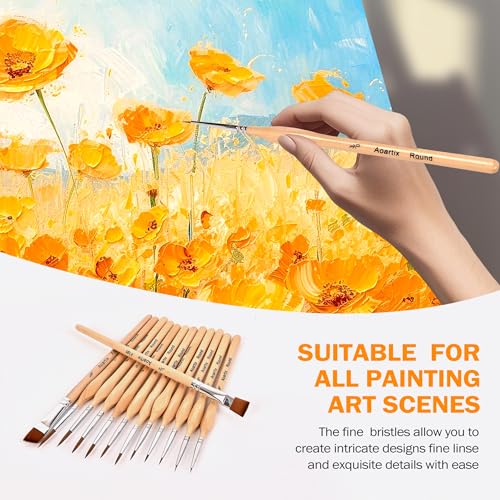Miniature Brush Dry Brushes, Aoartix 15 Pcs Model Paintbrush Set - color: Wood