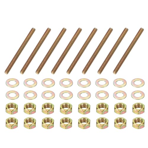 PATIKIL 5/16" x 3-3/4" Color Zinc Fully All Thread Rod, 8 Pcs Carbon Steel Long Threaded Screw Stud Bolts for Furniture Garden Mounting Assembly Fastening - size: 5/16" x 3-3/4"