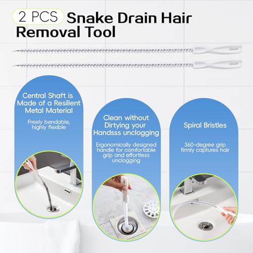 Sink Plunger with Drain Snake Set, Drain Cleaner Tool for Home