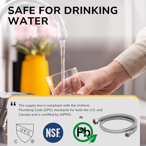 36" Faucet Supply Line, 3/8 inch Comp x 1/2 inch FIP Faucet Connector, Braided Stainless Steel Faucet Hose for Bathroom Sink and Kitchen, Leak-Resistant cUPC Certified Water Supply Line, 2 Pack - size: 36inch