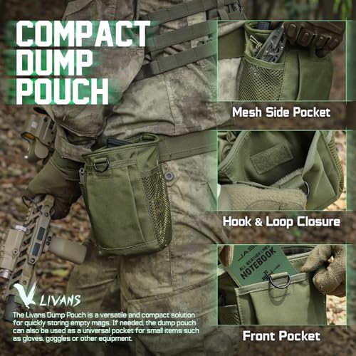 LIVANS Tactical Molle Dump Pouch, Magazine Drop Pouch Drastring Ammo Bag - color: Army Green - 2 Packs