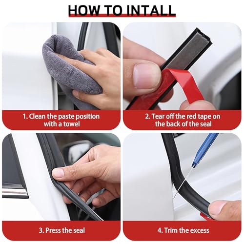 Car Door Rubber Seal Strip, 39.3 FT Double Hollow Weather Stripping - size: 39.3 Feet Long