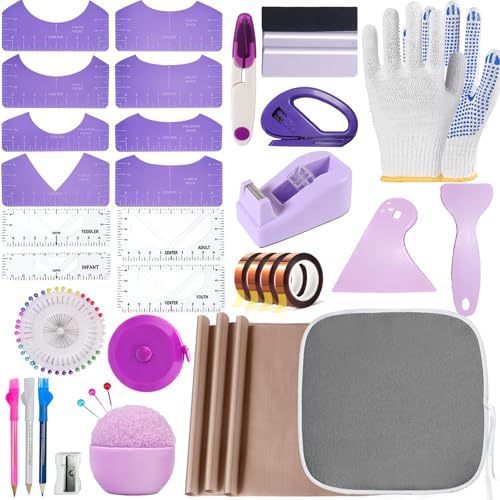 QUKLOGEN Sublimation Shirts Tool Kits with Portable mat for Ironing - color: Purple C