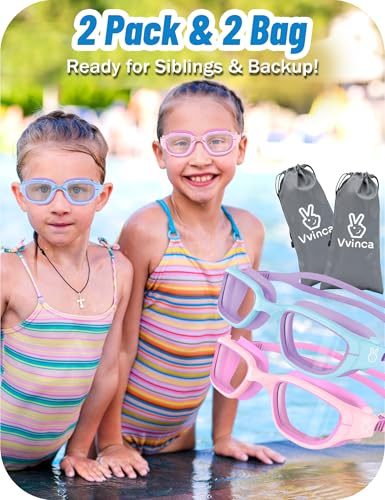 Vvinca Kids Swim Goggles, Swimming Goggles for Kids 3-14 Anti-Fog UV Protection No Leak Pool Glasses for Boys Girls - color: 13- Pink & Purple