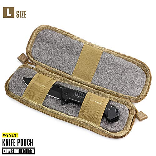 WYNEX Tactical Small Molle Pouch Nylon Knife Sheath for Belt Hunting Gear - color: Kahki - Large