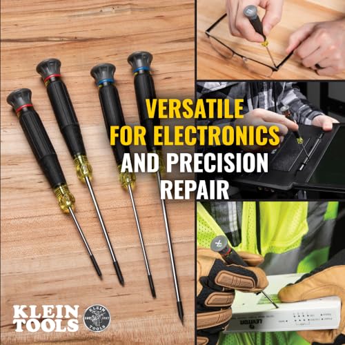 Klein Tools 85615 Mini Precision Screwdriver Set, 4-Piece Phillips and Slotted Set, Ideal for Electronics, Small Appliances, Terminal Blocks - style: 4-Piece Fixed Blade