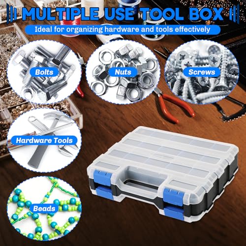 Small Parts Organizer Storage Case Tools Box 34-Compartments - color: Blue