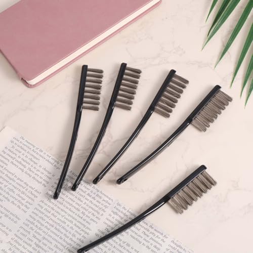 5pcs Stainless Steel Wire Brush, 15.5cm/6.1in Long Wire Brushes for Cleaning with Reinforced Bristles Mini Handle for Kitchen Industrial Welding Slag Walnut Carving Gaps Prevention