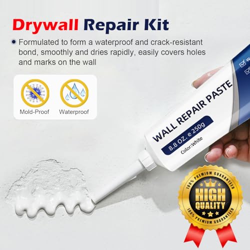 Drywall Repair Kit, 2PCS Wall Repair Paste Tube, Quick Drying & Efficient Wall Repair Paste, Multi-Functional White Wall Mending Agent Repair Kit for DIY Fix, Holes & Cracks