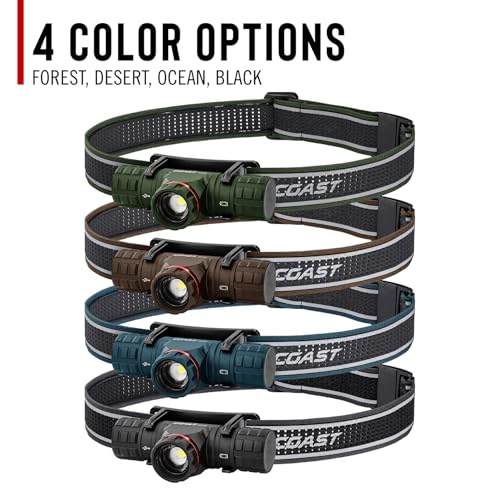 Coast XPH30R 1500 Lumen USB-C Rechargeable Dual Power Headlamp with Twist Focus Beam and Magnetic Base, 4.37 oz. - Forest Green - color: Forest