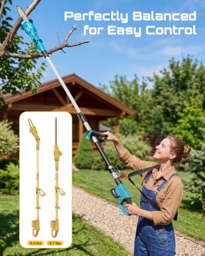 SEESII 2-in-1 Cordless Pole Saw 8-Inch & 16-inch Hedge Trimmer Combo - color: Royal Blue