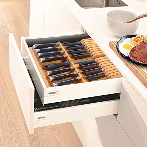Utoplike In-drawer Knife Block Bamboo Kitchen Knives Drawer Organizer Large - color: Natural, size: 16 Holder