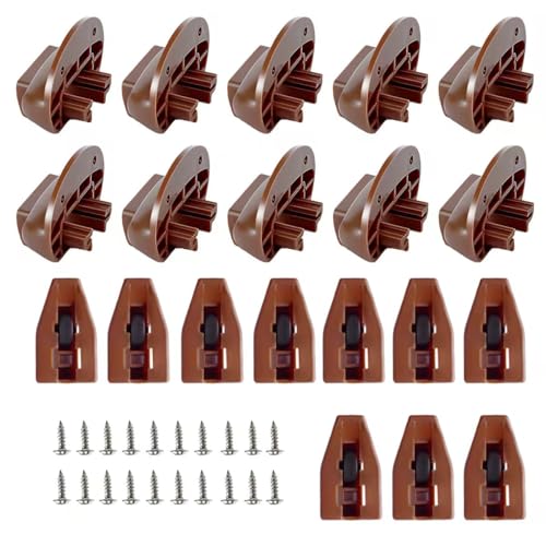 XTPTFABS 10Pcs Drawer Guide Repair Kit with Screws,Reinforced Brown Plastic