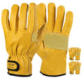 LOCCEF 2 Pairs Leather Work Gloves for Men Women Cowhide Utility
