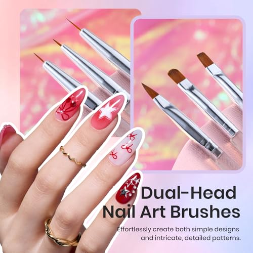 Beetles Nail Art Brushes 31pcs with Case Daul Ended Flower Dotting Tools - color: B - Clear-31