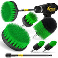 Holikme 6Pc Drill Brush Set - Scrub Brushes with Extension for Home Clean - color: Green