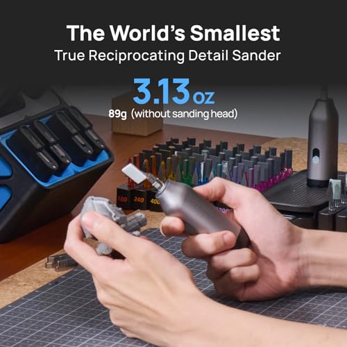 HOZO NeoSander Reciprocating Detail Sander, Mini Electric Pen Sander with 13000 SPM Linear Motion, Adjustable Stroke for Precision Sanding, Ideal for 3D Printing, Model Making, Crafts & DIY Projects - style: NeoSander