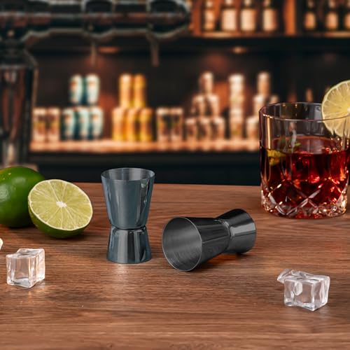 Briout 2Pcs Double Cocktail Jigger for Bartending,1OZ 1/2OZ,Flat Edge Black - color: Black, size: Flat Edge-0.5oz/1oz-2PC