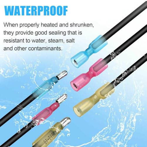 200PCS Heat Shrink Bullet Connectors Kit 22-10AWG, Waterproof Insulated Male & Female Wire Terminals Splice Crimp Connectors (12-10AWG,14-16AWG,18-22AWG), for Automotive Marine RV Home Wiring