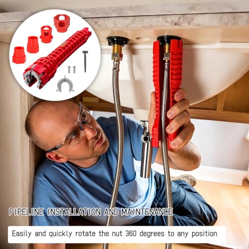 14-In-1 Multi-Functional Sink Wrench,Under Sink Wrench Faucet Tool,Faucet Wrench,Anti-Slip Faucet Wrench Tool,For Sink, Bathroom & Kitchen Plumbing, Faucet Installation, Plumbing Repair Kit