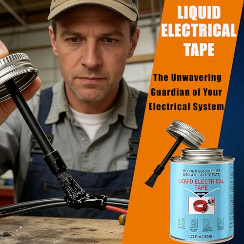 5.29 oz Liquid Electrical Tape – Quick-Drying Insulating Glue, Waterproof & High Temp Resistant, Liquid Wire Insulation Rubber with Brush Cap for Wires, Cables, Outdoor Equipment (Black) - color: Black