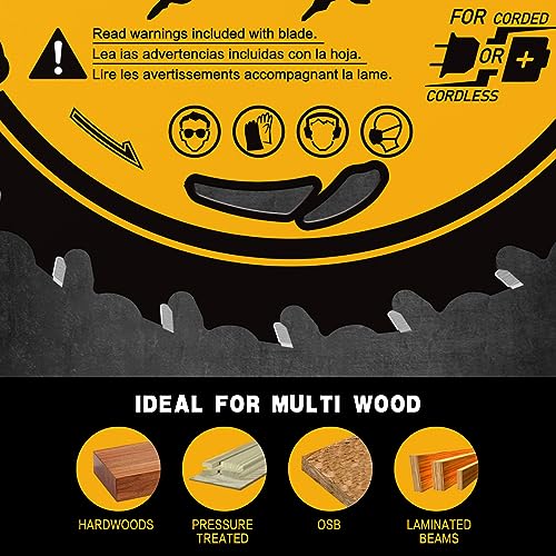7-1/4" 24T Carbide Circular Saw Blade, 5/8" Arbor, 1-Pack for Wood - size: 7-1/4 24T 1PC