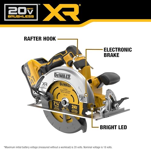 DEWALT 20V MAX XR Brushless Cordless 7-1/4 in. Circular Saw Kit with Battery and Charger (DCS590WW1)