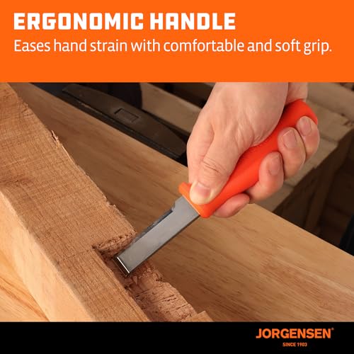 Jorgensen Wood Chisel Knife with Sheath, SK5 Carbon Steel Blade | Ergonomic Handle & Full Tang Design, Wood Chisel for Woodworking, Ideal for Carving, Whittling and Splitting