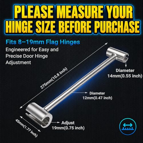 Hinges Gap Adjusting Wrench, Door Hinge Repair Tool, Upgraded Steel Double-ended Door Hinge Repair Wrench, Heavy-duty Door Hinge Adjustment Tool for Standard Round Bolts (0.315-0.75in) - size: 0.315-0.75in (1-pack)