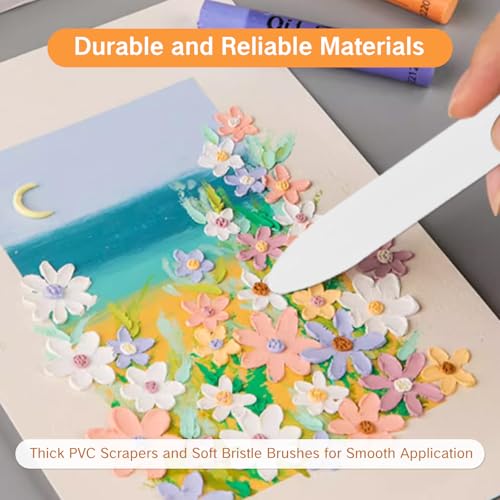 BRBASAP 7 in 1 Texture Art Tools and 1 Paint Brush Scraper Acrylic Pouring Swipe Tools for Acrylic Painting Textured Artwork Supplies Squeegee Comb Drywall Artist Accessories for Painting Projects